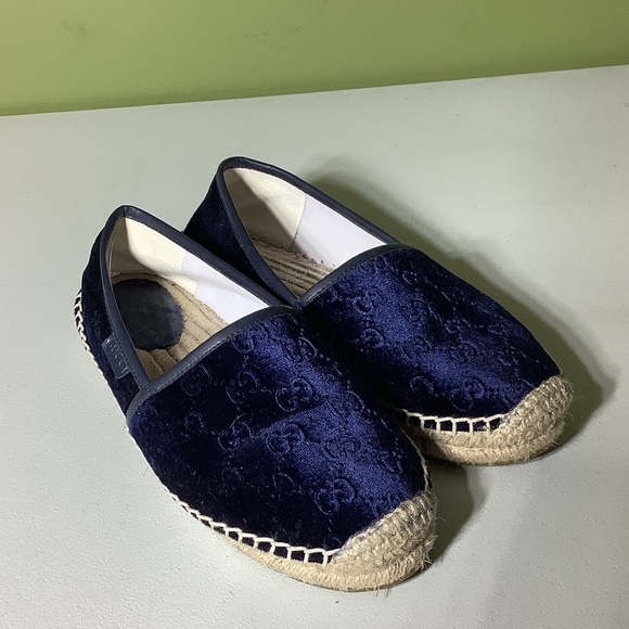 Gucci Navy velvet espadrilles, size 41 - Picture 1 of 8